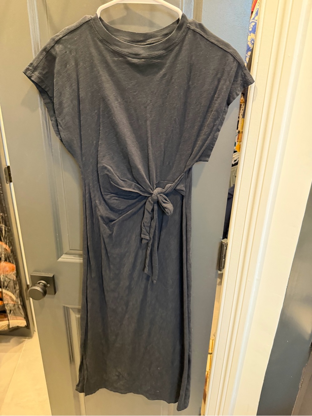 Women's Tie-Waist Midi Dress - Slate Gray